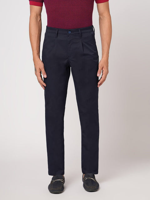SLIM FIT NAVY TRAVELLER PANTS - Trousers - 251041401