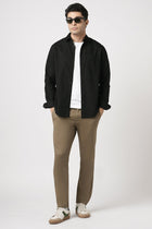 SLIM FIT OLIVE DOBBY TROUSER - Trousers - 251041296