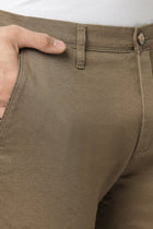 SLIM FIT OLIVE DOBBY TROUSER - Trousers - 251041296