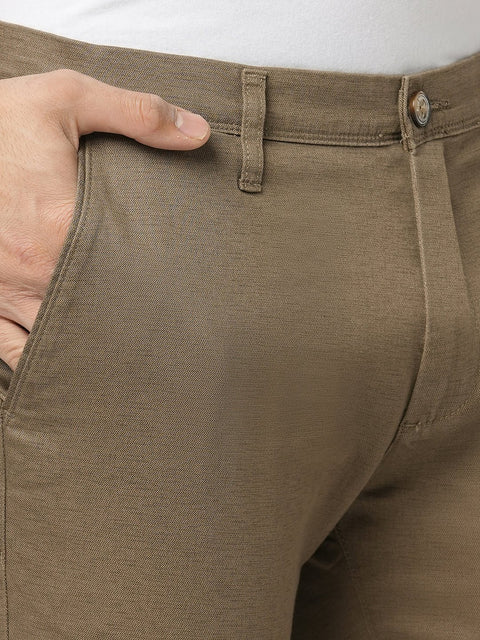 SLIM FIT OLIVE DOBBY TROUSER - Trousers - 251041296