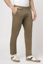 SLIM FIT OLIVE DOBBY TROUSER - Trousers - 251041296