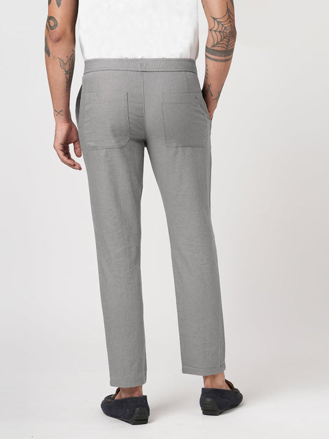 SLIM TRAVELLER GREY DOBBY PANTS - Trousers - 251241677