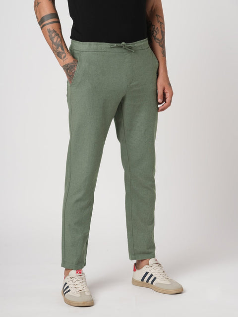 SLIM TRAVELLER OLIVE DOBBY PANTS - Trousers - 251241667