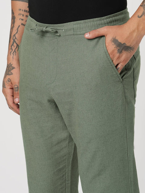 SLIM TRAVELLER OLIVE DOBBY PANTS - Trousers - 251241667