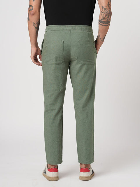 SLIM TRAVELLER OLIVE DOBBY PANTS - Trousers - 251241667