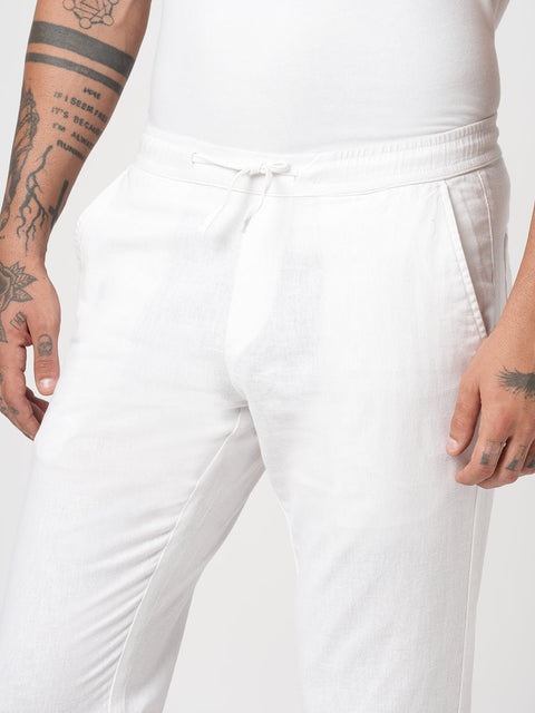 SLIM TRAVELLER WHITE DOBBY PANTS - Trousers - 251241652