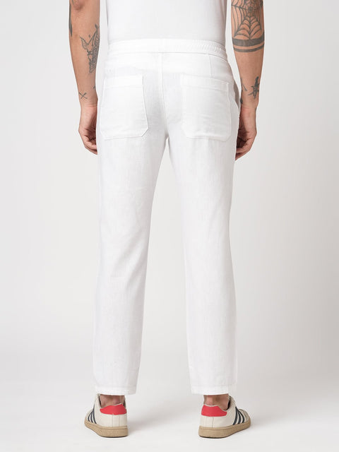 SLIM TRAVELLER WHITE DOBBY PANTS - Trousers - 251241652