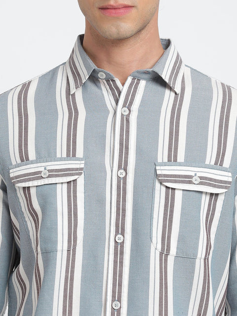 Striped Double Pocket Shirt - Shirt - 240527911