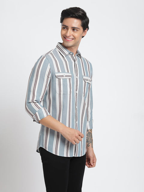 Striped Double Pocket Shirt - Shirt - 240527911