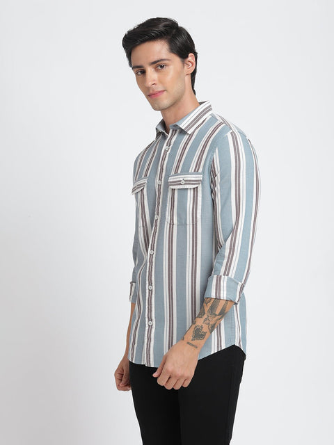 Striped Double Pocket Shirt - Shirt - 240527911