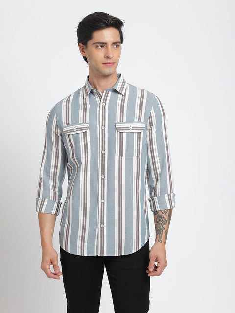 Striped Double Pocket Shirt - Shirt - 240527911