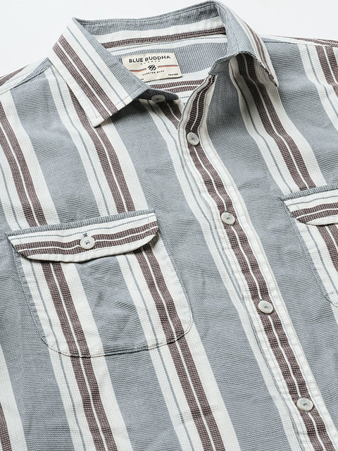 Striped Double Pocket Shirt - Shirt - 240527911