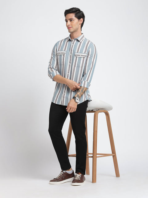 Striped Double Pocket Shirt - Shirt - 240527911