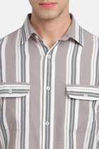 Striped Double Pocket Textured Shirt - Shirt - 240527916