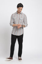 Striped Double Pocket Textured Shirt - Shirt - 240527916