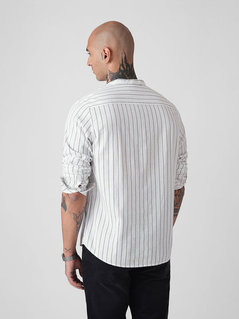 STRIPED TWILL TAILORED FULL SLEEVE KURTA - Kurta - 260134561