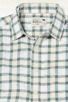 TEAL CHECKERED HALF SLEEVE LINEN BLEND SHIRT-Shirt - 250431128