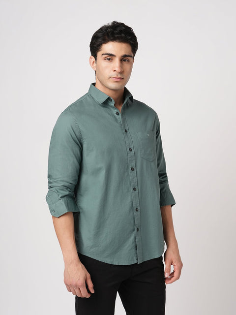 TEAL PLAIN DOBBY SHIRT-Shirt - 260134285