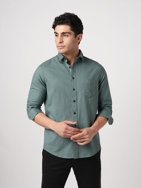 TEAL PLAIN DOBBY SHIRT-Shirt - 260134285