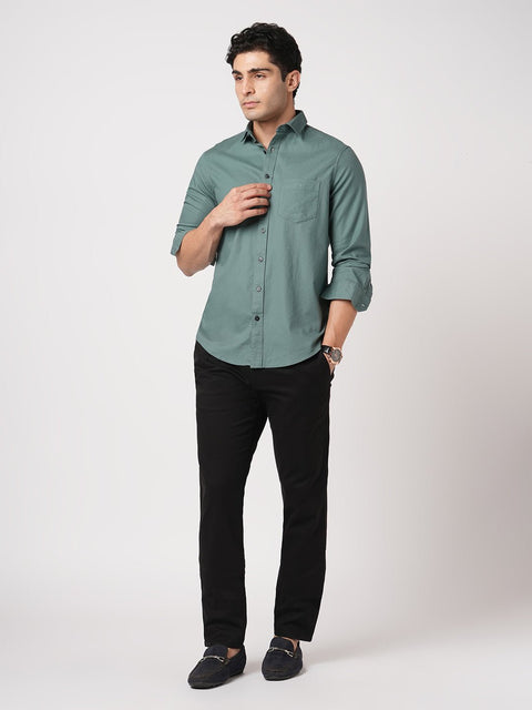 TEAL PLAIN DOBBY SHIRT-Shirt - 260134285