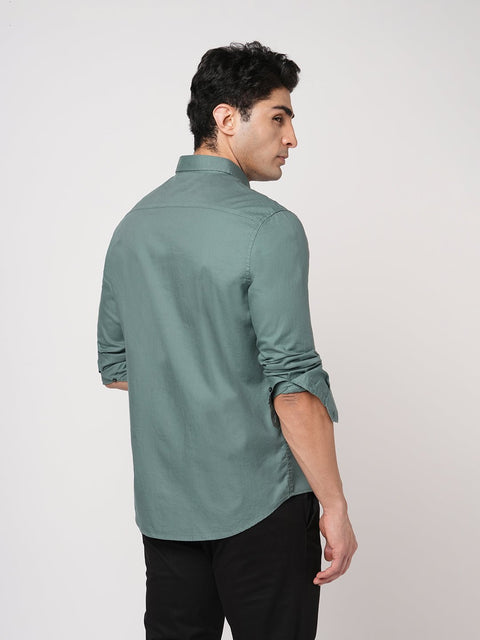 TEAL PLAIN DOBBY SHIRT-Shirt - 260134285