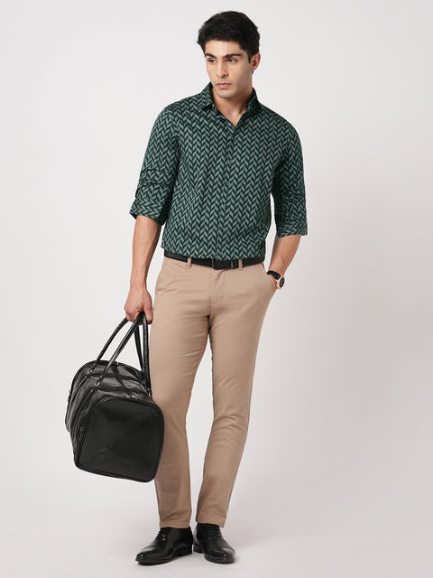 TEAL PRINTED SATIN SHIRT-Shirt - 251033205