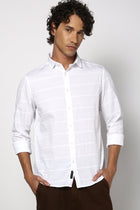 Textured Striped Tailored Fit Shirt - Shirt - 241029344