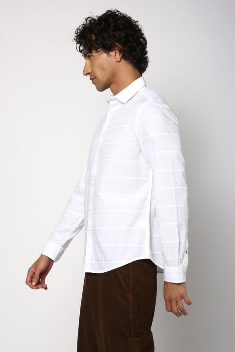 Textured Striped Tailored Fit Shirt - Shirt - 241029344