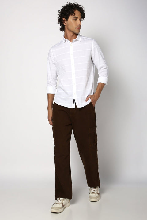 Textured Striped Tailored Fit Shirt - Shirt - 241029344