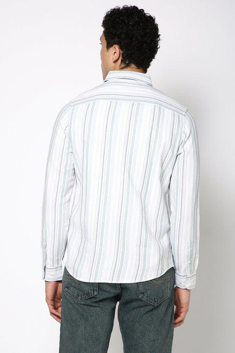 Turquiose Striped Cotton Shirt - Shirt - 240928929