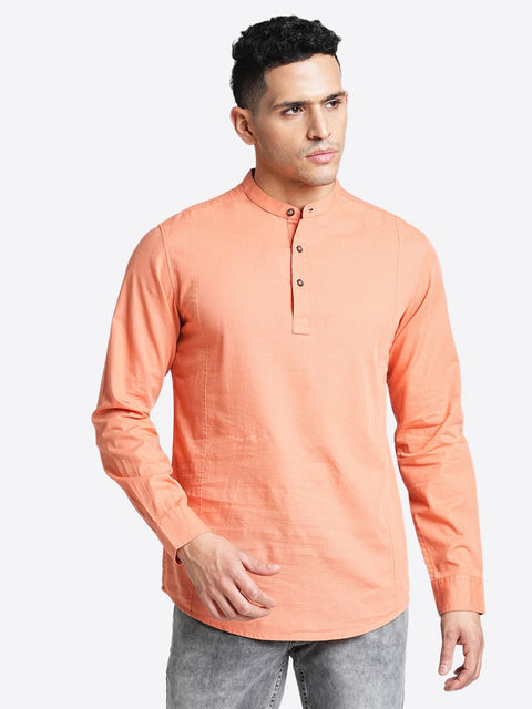 TURQUISE PLAIN MANDARIN COLLAR KURTA - Kurta - 240126553