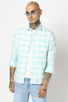 TURQUOISE BUFFALO CHECKERED COTTON SHIRT-Shirt - 250831996
