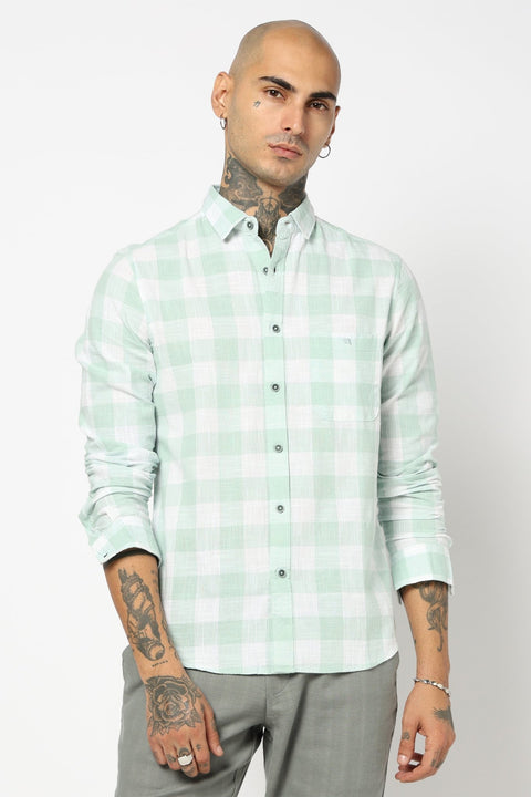 TURQUOISE BUFFALO CHECKERED SHIRT-Shirt - 250731742