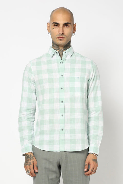 TURQUOISE BUFFALO CHECKERED SHIRT-Shirt - 250731742