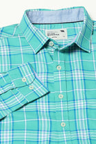 Turquoise Checkered Tailored Fit Shirt - Shirts - 241230303
