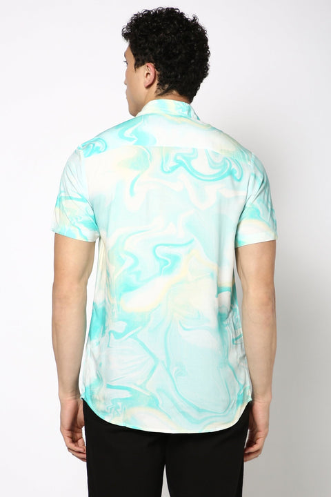 Turquoise Printed Shirt - Shirt - 230725363