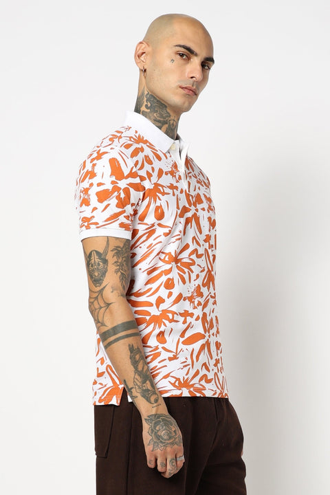 WHITE ALL OVER PRINTED POLO - T Shirt - 2411300934
