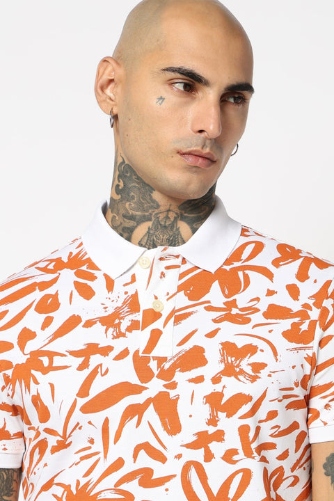WHITE ALL OVER PRINTED POLO - T Shirt - 2411300934