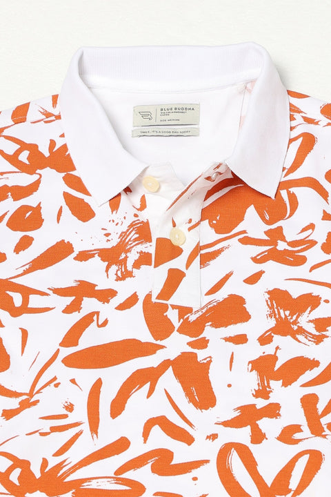 WHITE ALL OVER PRINTED POLO - T Shirt - 2411300934