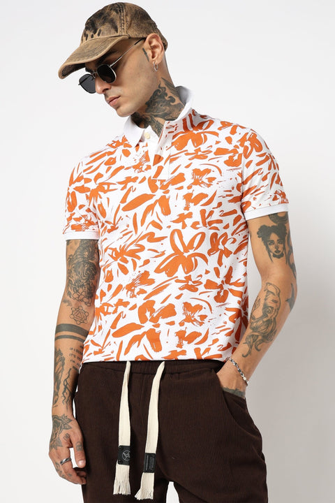 WHITE ALL OVER PRINTED POLO - T Shirt - 2411300934