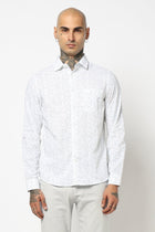 WHITE BOTANICAL PRINTED FULL SLEEVE SHIRT-Shirt - 250731827