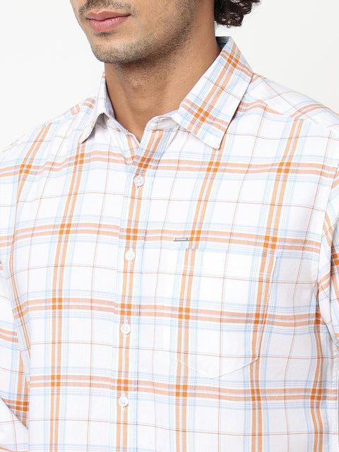 White Checks Cotton Shirt - Shirts - 230424657