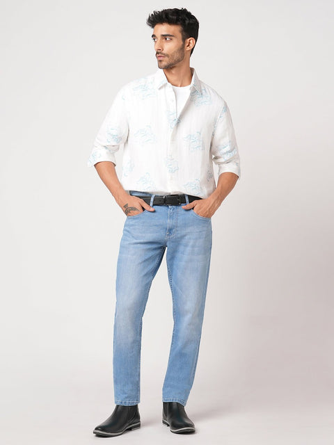 WHITE DOUBLE CLOTH BOTANICAL SHIRT-Shirt - 260134545