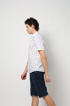 White Floral Print Half Sleeve Shirt - Shirt - 240828632