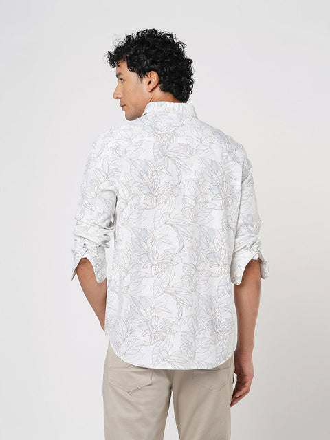 WHITE FLORAL PRINTED COTTON SHIRT-Shirt - 260134510