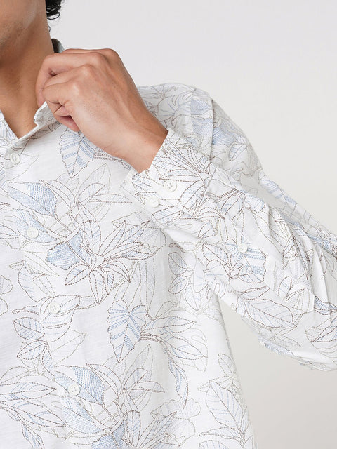 WHITE FLORAL PRINTED COTTON SHIRT-Shirt - 260134510