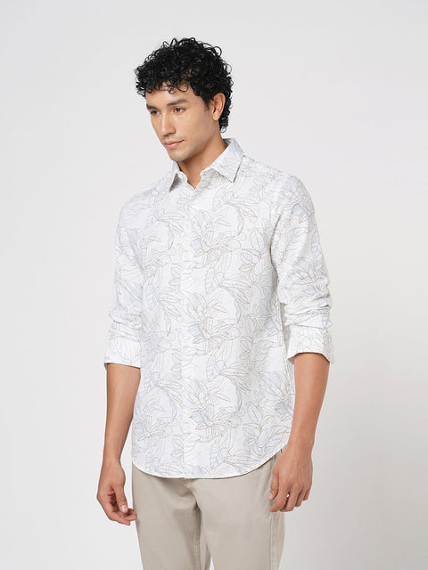 WHITE FLORAL PRINTED COTTON SHIRT-Shirt - 260134510