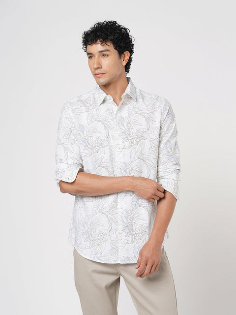 WHITE FLORAL PRINTED COTTON SHIRT-Shirt - 260134510