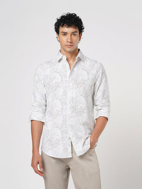 WHITE FLORAL PRINTED COTTON SHIRT-Shirt - 260134510