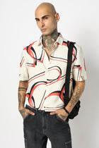 WHITE GEOMETRIC PRINTED HALF SLEEVE SHIRT-Shirt - 250531388